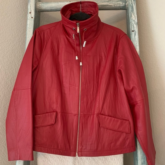 chicos red leather jacket